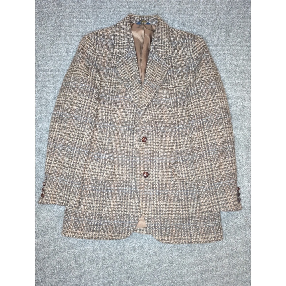 Vintage Pendleton Tweed Blazer Sports Coat Mens 40R Brown Plaid 2 Button Wool